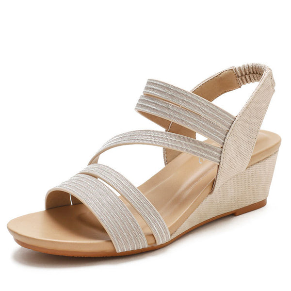Slope heel sandals women's summer comfortable soft soled Simia Caligae waterproof platform straight strap sandals