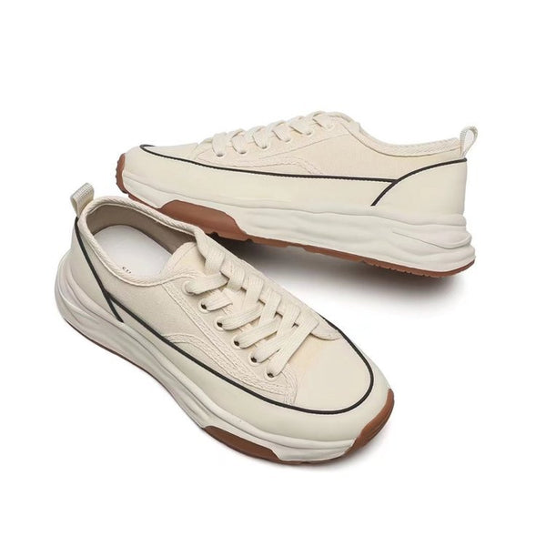 Thick soled lace up canvas shoes